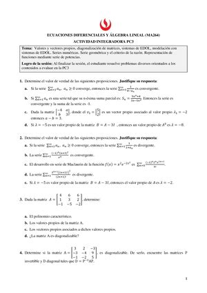 Ecuaciones Diferenciales Y Algebra Lineal Upc Studocu