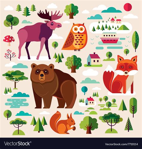 Forest animals Royalty Free Vector Image - VectorStock