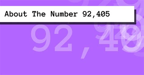 About The Number 92,405