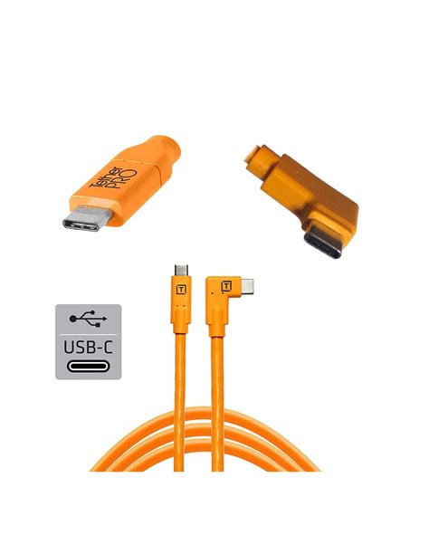 TetherPro USB C To USB C 4 6m Right Angle Orange