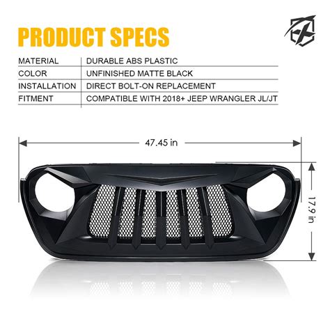 Xprite Matte Black Front Grille Grid Grill W Mesh Compatible With