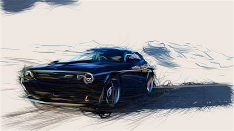 Dodge Challenger Srt Hellcat Draw Digital Art By Carstoon Concept Pixels