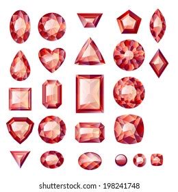 Set Realistic Jewels Red Black Colorful Stock Vector Royalty Free