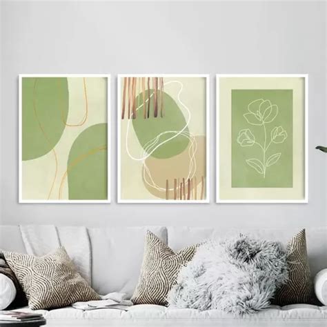 Set De 3 Marcos Abstractos Verdes Beige 24 X 18 Cm MercadoLibre