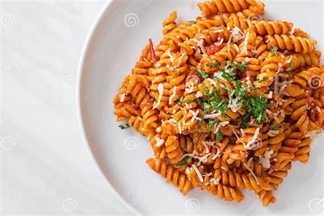 Spirali Or Spiral Pasta With Tomato Sauce Stock Image Image Of