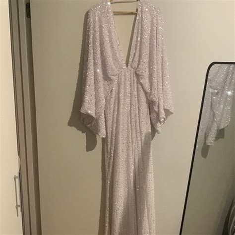 Asos Edition Ciara Sequin Kimono Sleeve Wedding Dress In White Sequin