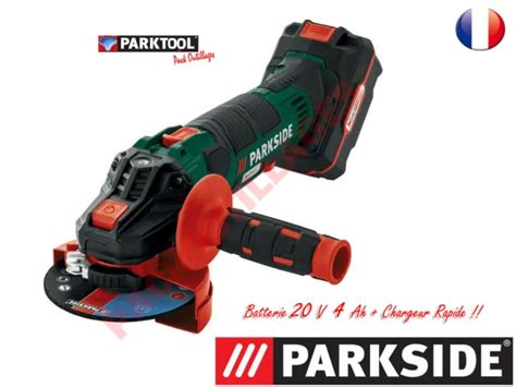 PARKSIDE MEULEUSE D ANGLE Sans Fil PWSA 20 Li 20V Pack Bat 4 Ah 130