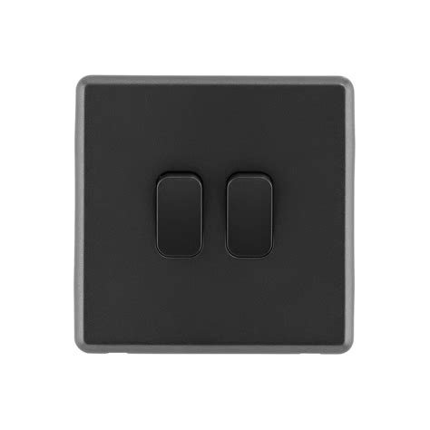 Arlec Rocker Charcoal Grey 10a 2gang 2way Light Switch Arlec Uk