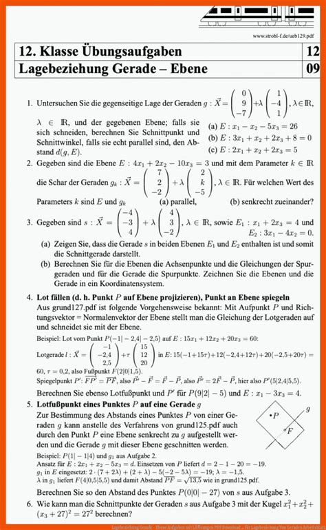 Lagebeziehung Von Geraden Arbeitsblatt Mathe Arbeitsbl Tter