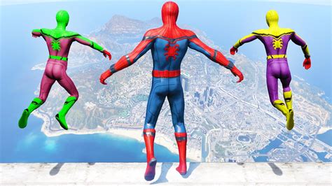 Gta Rainbow Spiderman Jumping Off Highest Buildings Ragdolls