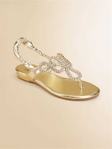 Stuart weitzman Girls Jeweled Metallic Sandals in Metallic | Lyst