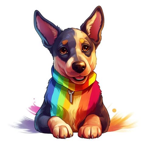 El Lindo Perro LGBT Sonriendo Con La Bandera LGBT La Bandera Del Arco