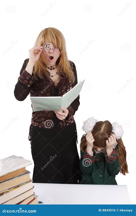School Girl Gives Teacher a Shock. Education. Stock Photo - Image of