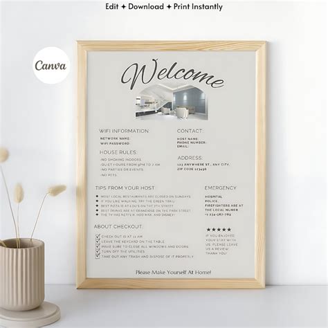 Editable Airbnb Welcome Sign Printable Short Term Rental Sign