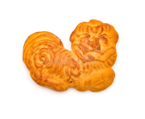 Cake Of Chinese Traditional Gold Lion For Mid Autumn Festival Stock