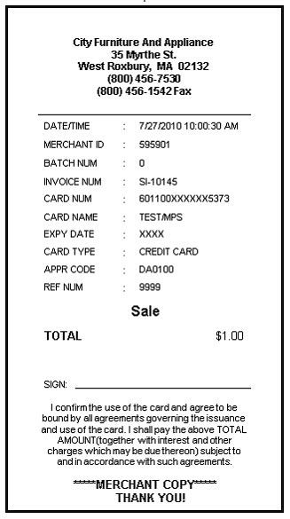 Credit Card Receipt Forms