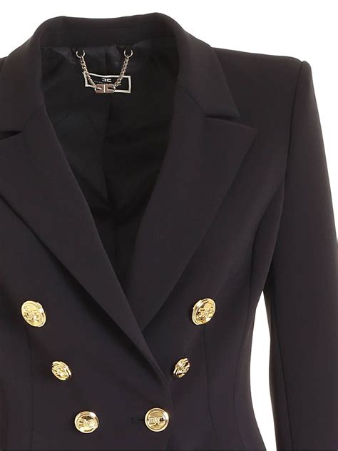 Blazers Elisabetta Franchi Double Breasted Jacket In Black GI97011E2110