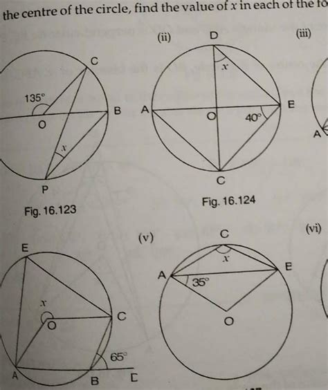 If O Is The Centre Of The Circle Find The Value Of X In Each Of The Following Figures