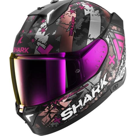 SHARK Skwal I3 Hellcat MAT Black Chrom Violet Helmet Motocard