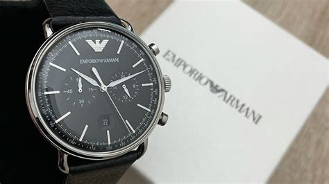 Emporio Armani Chronograph Black Leather Mens Watch Ar Unboxing