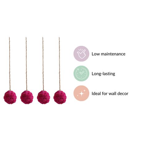 Hot Pink Flower Ball Hanging Decor Set Of 4 Online Premium Wall