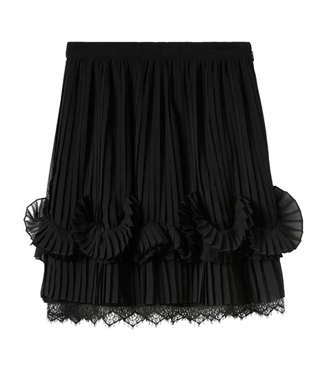 Burberry Black Lace Trim Pleated Skirt Harrods Uk