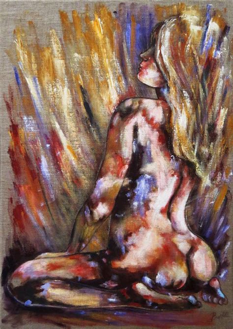 Nude Abstract Painting Naked Women Emotions Rain Gestural Painting By Bat Ella Saatchi Art