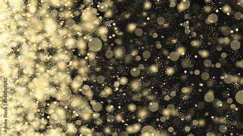 black abstract Christmas background with golden snow and snowflakes ...