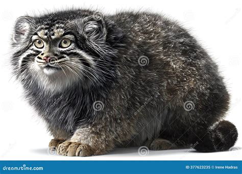 otocolobus manul pallas cat sits   tail  snow cartoon vector