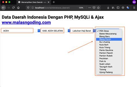 Menampilkan Data Daerah Indonesia Php Mysqli Ajax