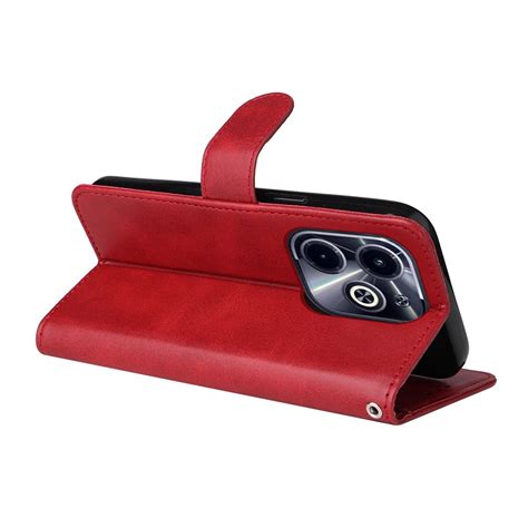 For Infinix Hot I Classic Calf Texture Flip Leather Phone Case Red Alexnld