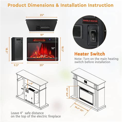 Buy Arlime Inch Electric Fireplace Inserts In Wall Recessed And