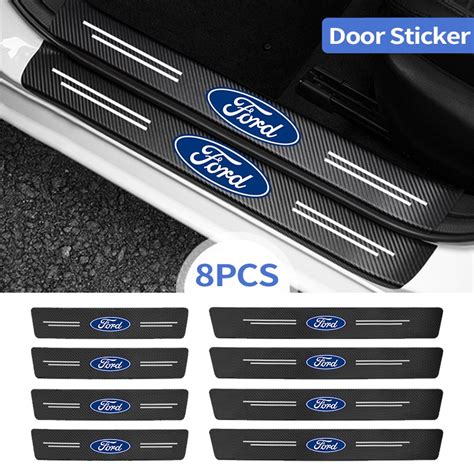 Ready Stockford Car Door Sill Sticker Carbon Fiber Leather Car Door