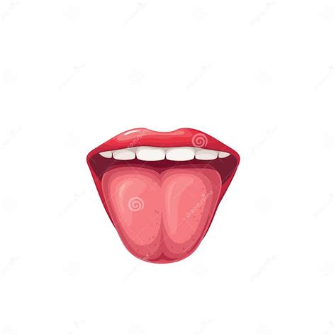 Open Mouth With Tongue And Teeth Red Lips Of Girl Isolated Healthy