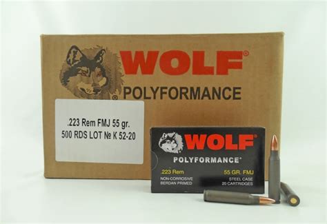 Wolf Polyformance 223 Rem 55gr Fmj Steel Case 500rd Case