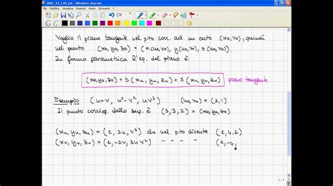 Piano Tangente E Vettore Normale Per Superfici Parametrica E