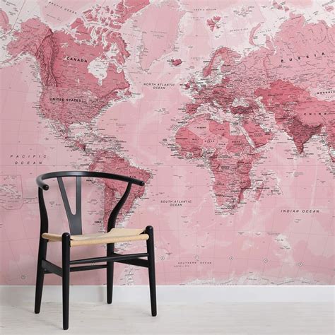 World Map Wallpaper - Available In Peel & Stick - Hovia | Map wallpaper ...