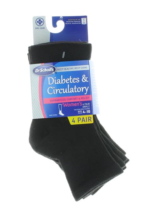 4 Pairs Dr Scholls Womens Diabetic And Circulatory Black Ankle Socks