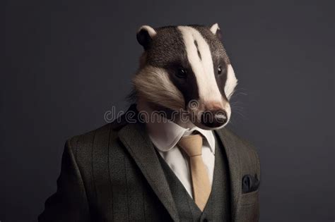 Anthropomorphic Badger Dressed Suit Generate Ai Stock Image Image Of Accessories Chic 295793991