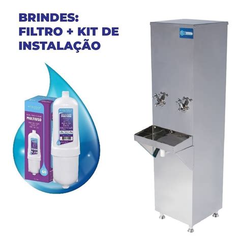 Bebedouro Inox L Coluna Industrial Filtro Ano Garantia Mercado