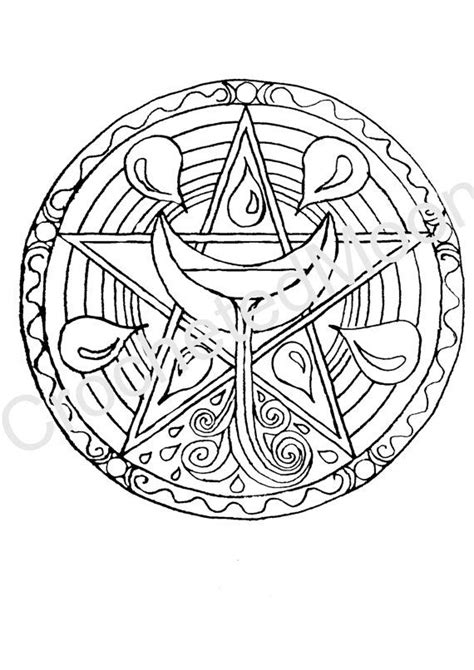 Wiccan Pentagram Drawings Sketch Coloring Page