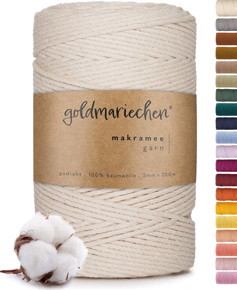 Goldmariechen Premium Makramee Garn Naturell Mm X M