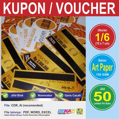 Jual Cetak Kupon Tiket Voucher Karcis X Cm Shopee Indonesia