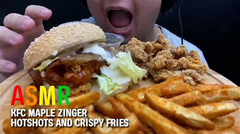 Asmr Kfc Feast Maple Zinger Burger Hotshots And Crispy Fries Mukbang