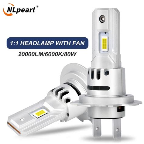 NLpearl 2 Szt Ar Wki Led Do Reflektor W H7 Canbus 80W 20000lm Wysokiej