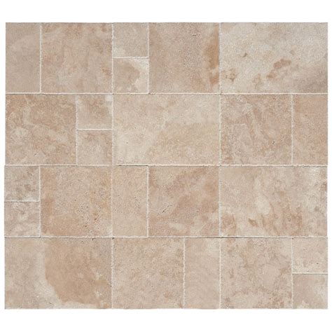 Beige Walnut Travertine Chiseled And Brushed French Pattern Tile