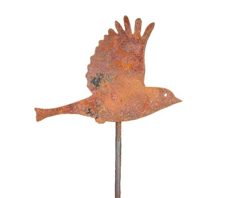 Sparrow Garden Stake Rusty Sparrow Garden Decor Sparrow Etsy