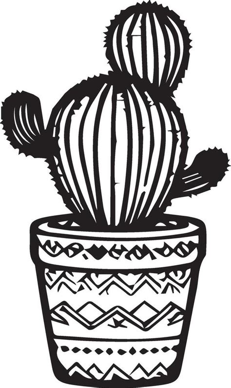 Cactus In Pot Clipart Black