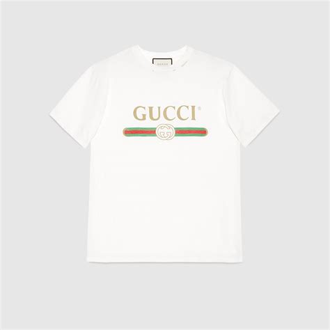 White Cotton Jersey Oversize T-Shirt With Gucci Logo | GUCCI® US