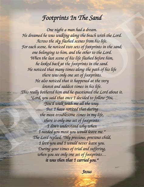 Footprints In The Sand Poem 85x11 Inspirational Print Ready To Frame